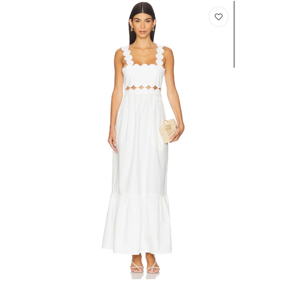 Beach Riot Women's Campbell Maxi Dress White sz XL NWT Scalloped Cut Out Poplin